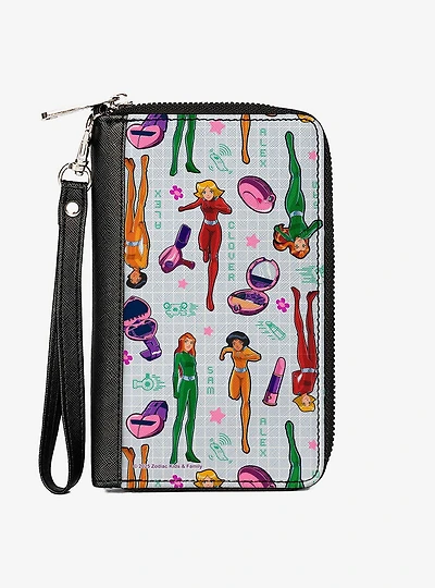 Totally Spies! Pose and Gadgets Collage Gray Multi Zip Around Wallet