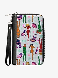 Totally Spies! Pose and Gadgets Collage Gray Multi Zip Around Wallet
