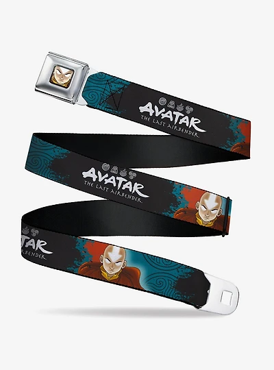 Avatar: The Last Airbender Aang Pose and Title Blues White Youth Seatbelt Buckle Belt