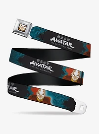 Avatar: The Last Airbender Aang Pose and Title Blues White Youth Seatbelt Buckle Belt