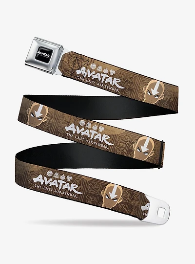 Avatar: The Last Airbender Aang Face Close Up and Logo Youth Seatbelt Buckle Belt