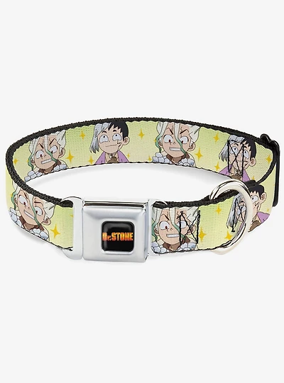 Dr. Stone Chibi Senku and Gen Faces Stars Seatbelt Buckle Dog Collar