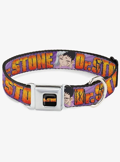 Dr. Stone Title and Gen Asagiri Face Seatbelt Buckle Dog Collar