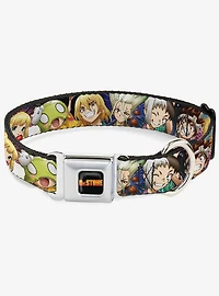 Dr. Stone Character Group Faces Close Up Seatbelt Buckle Dog Collar