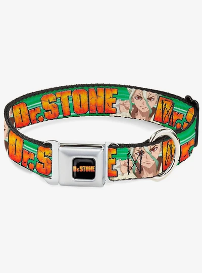 Dr. Stone Title and Suika Face Close Up Seatbelt Buckle Dog Collar
