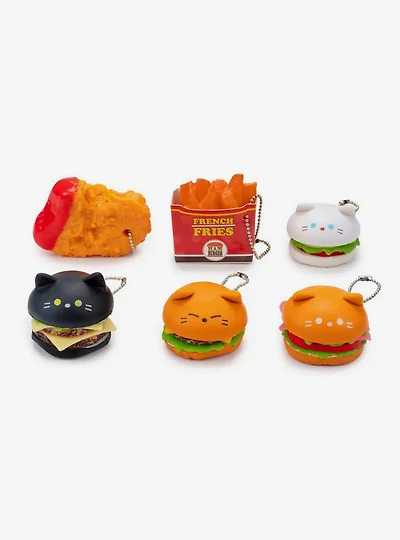 Fluffy Kitty Burger Mascot Blind Box Bag Clip