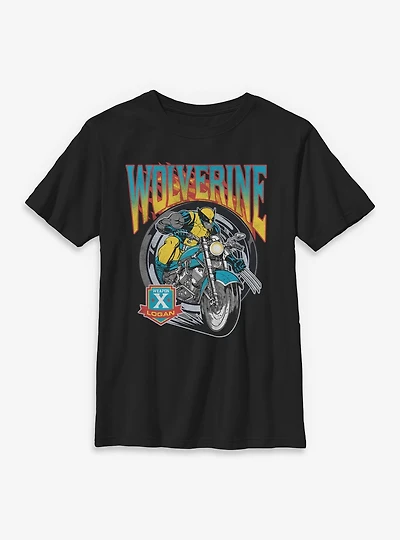 Marvel X-Men '97 Wolverine Motorcycle Flames And Wheels Youth T-Shirt BoxLunch Exclusive