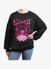 Marvel X-Men '97 Gambit Card Womens Oversized Sweatshirt BoxLunch Exclusive