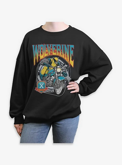 Marvel X-Men '97 Wolverine Motorcycle Flames And Wheels Womens Oversized Sweatshirt BoxLunch Exclusive