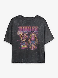 Marvel X-Men '97 Jubilee Collage Womens Mineral Wash Crop T-Shirt BoxLunch Exclusive