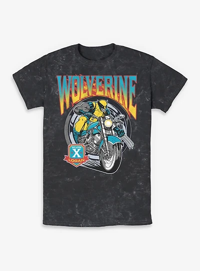 Marvel X-Men '97 Wolverine Motorcycle Flames And Wheels Mineral Wash T-Shirt BoxLunch Exclusive