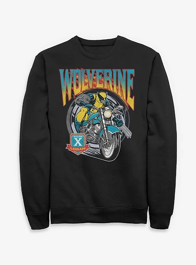 Marvel X-Men '97 Wolverine Motorcycle Flames And Wheels Sweatshirt BoxLunch Exclusive