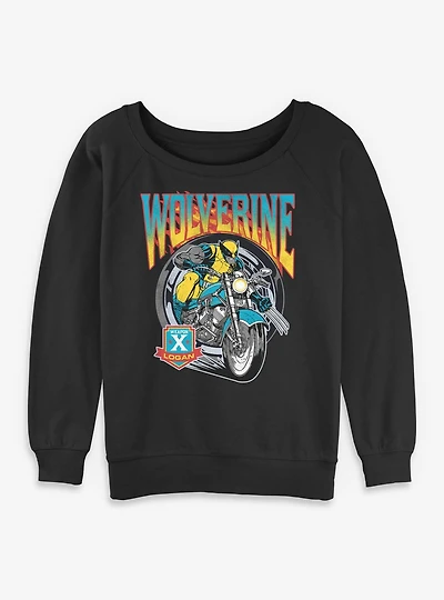 Marvel X-Men '97 Wolverine Motorcycle Flames And Wheels Womens Slouchy Sweatshirt BoxLunch Exclusive