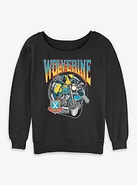 Marvel X-Men '97 Wolverine Motorcycle Flames And Wheels Womens Slouchy Sweatshirt BoxLunch Exclusive
