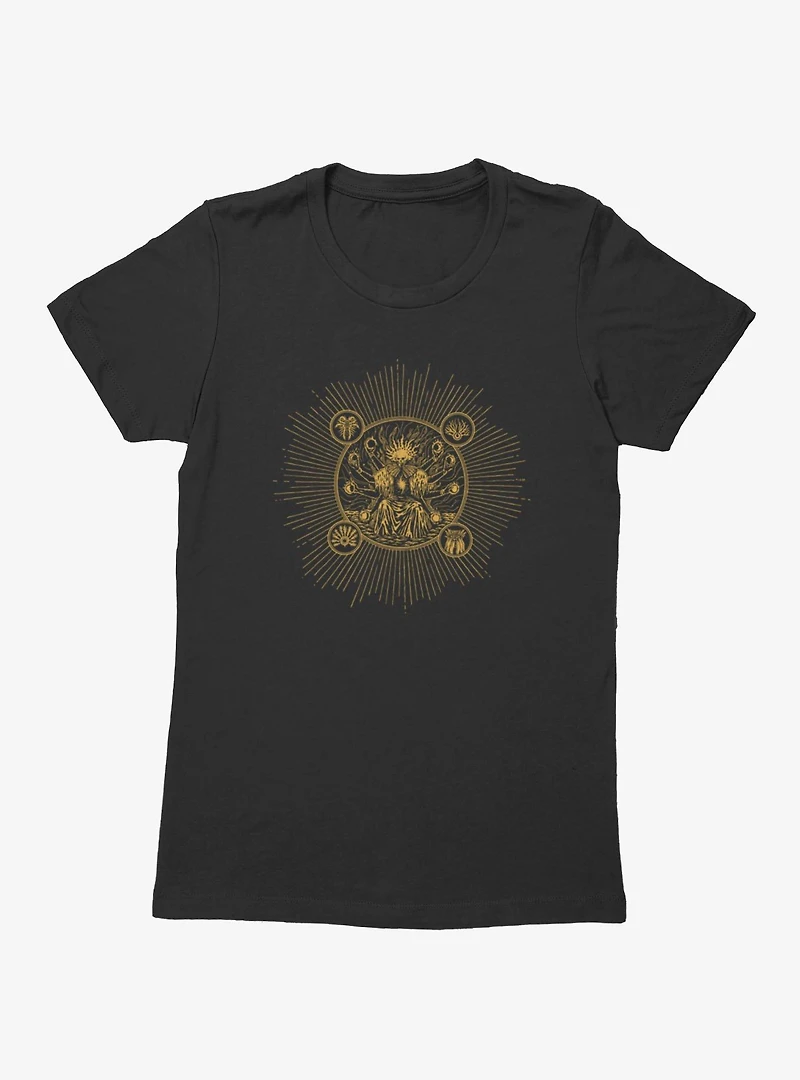Saros Skull Reaper Sun Burst Womens T-Shirt
