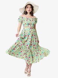 Disney Princess Collection by Unique Vintage Green Gingham Tiered Midi Skirt