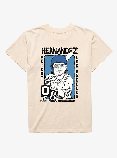 MLB Los Angeles Dodgers Enrique Kike Hernandez Caricature 08 Mineral Wash T-Shirt Box Lunch Exclusive