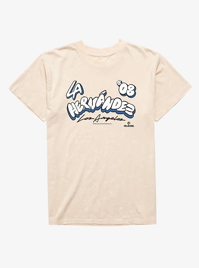 MLB Los Angeles Dodgers Enrique Kike Hernandez Bubble Letters 08 Mineral Wash T-Shirt Box Lunch Exclusive