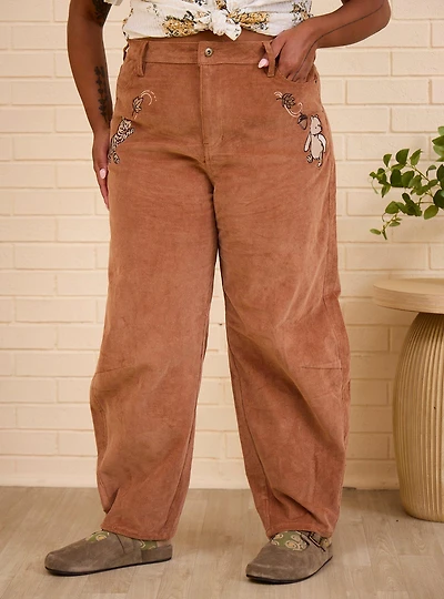 Disney Winnie the Pooh Women's Plus Corduroy Barrel Leg Pants - BoxLunch Exclusive