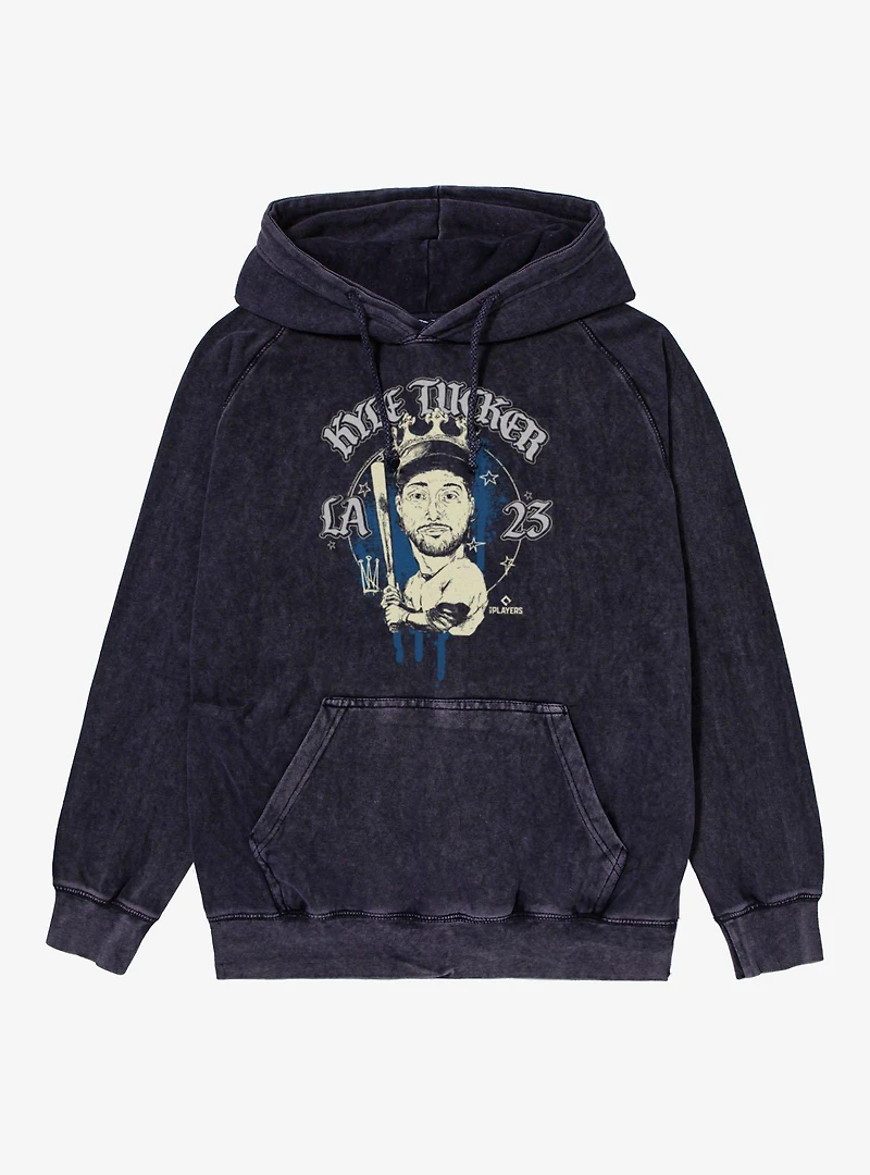MLB Los Angeles Dodgers Kyle Tucker Caricature LA 23 Vintage Mineral Washed Hoodie Box Lunch Exclusive