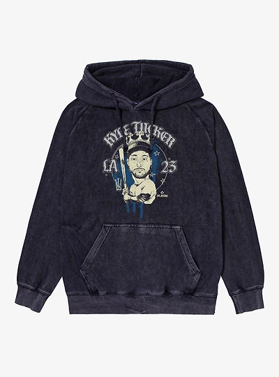 MLB Los Angeles Dodgers Kyle Tucker Caricature LA 23 Vintage Mineral Washed Hoodie Box Lunch Exclusive