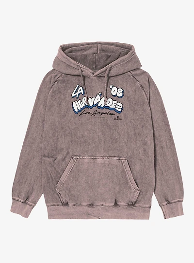 MLB Los Angeles Dodgers Enrique Kike Hernandez Bubble Letters 08 Vintage Mineral Washed Hoodie Box Lunch Exclusive