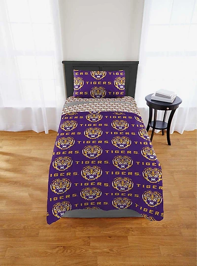 NCAA LSU Tigers Twin Rotary Bed In A Bag Set
