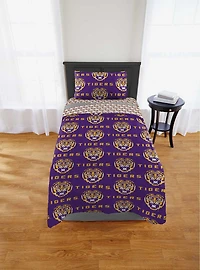 NCAA LSU Tigers Twin Rotary Bed In A Bag Set