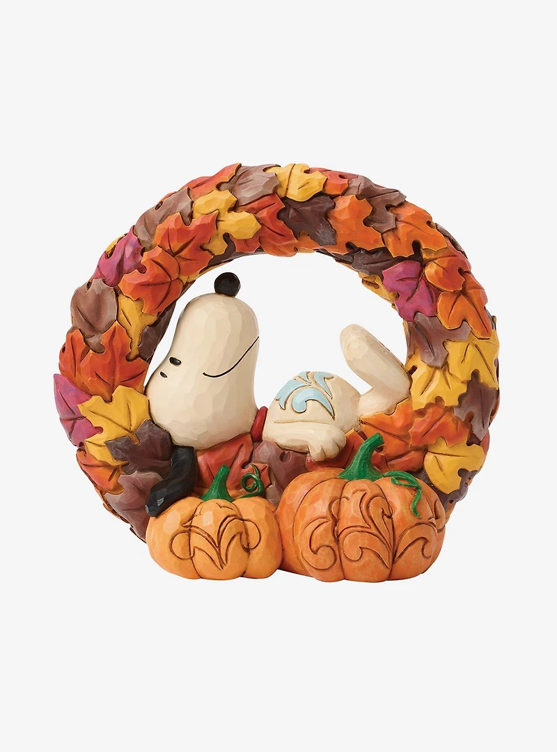 Peanuts Snoopy on Fall Wreath Figurine