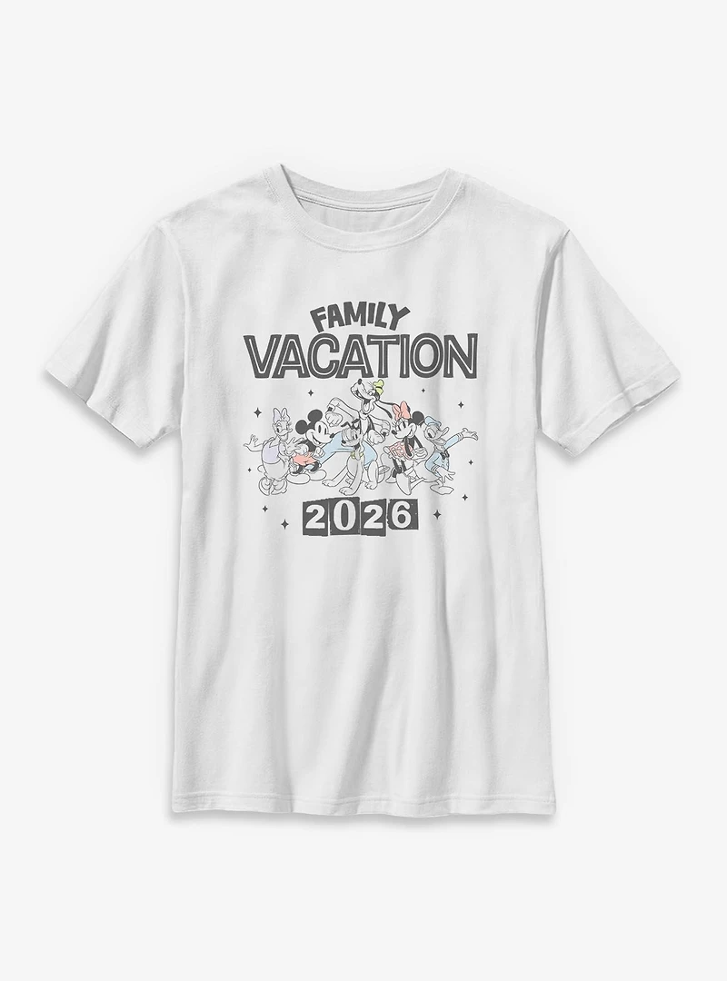 Disney Mickey Mouse & Friends Family Vacation 2026 Stars Youth T-Shirt