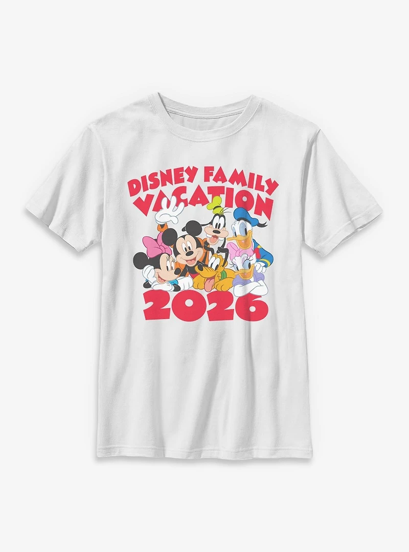 Disney Mickey Mouse & Friends Family Vacation 2026 Together Youth T-Shirt