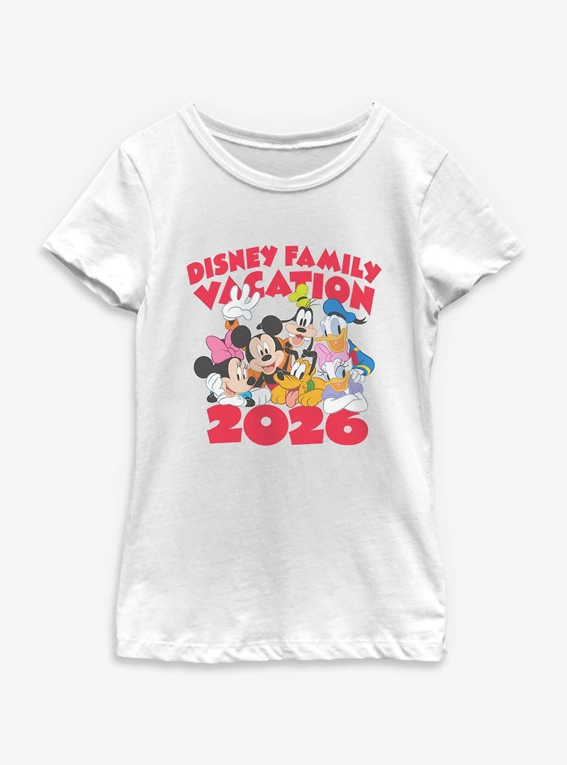 Disney Mickey Mouse & Friends Family Vacation 2026 Together Youth Girls T-Shirt