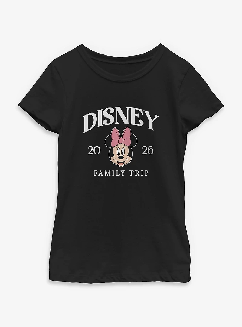 Disney Minnie Mouse Face Family Trip 2026 Youth Girls T-Shirt