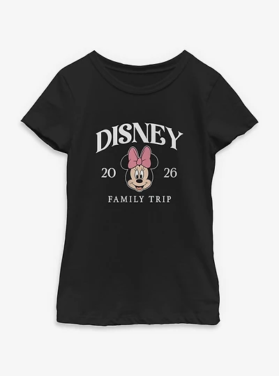 Disney Minnie Mouse Face Family Trip 2026 Youth Girls T-Shirt
