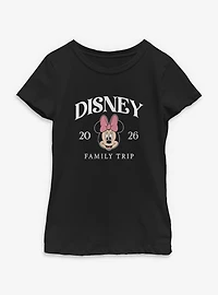 Disney Minnie Mouse Face Family Trip 2026 Youth Girls T-Shirt