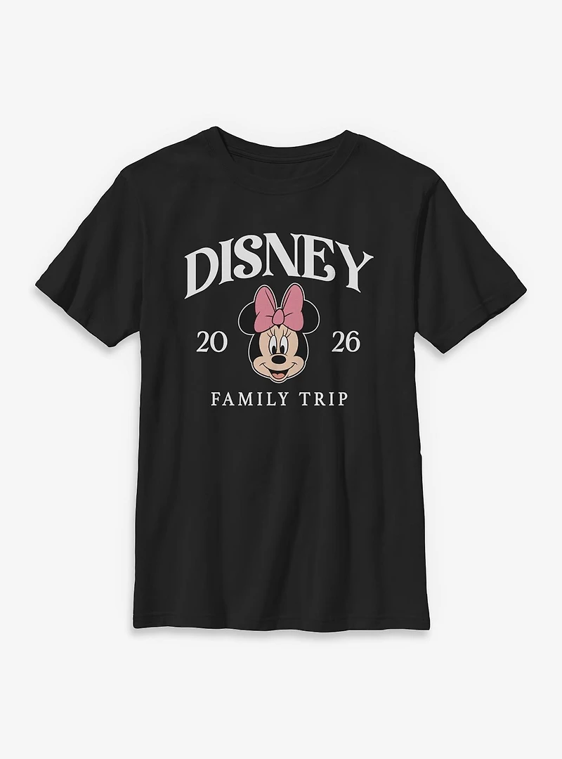 Disney Minnie Mouse Face Family Trip 2026 Youth T-Shirt
