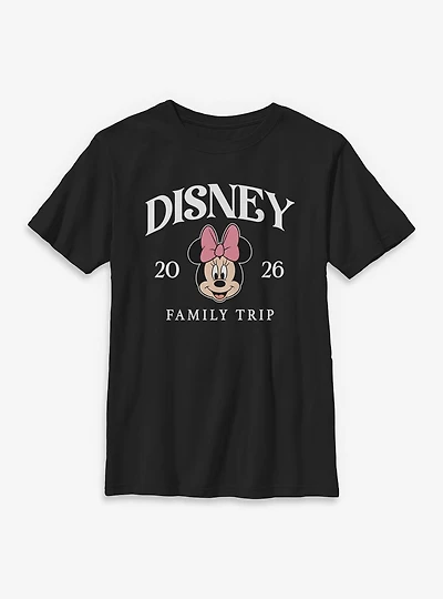Disney Minnie Mouse Face Family Trip 2026 Youth T-Shirt