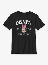Disney Minnie Mouse Face Family Trip 2026 Youth T-Shirt