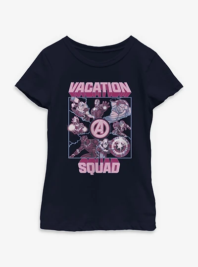 Marvel Avengers Vacation Squad Square Youth Girls T-Shirt