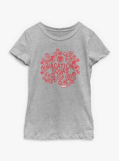 Marvel Avengers Vacation Squad Logo Icons Youth Girls T-Shirt