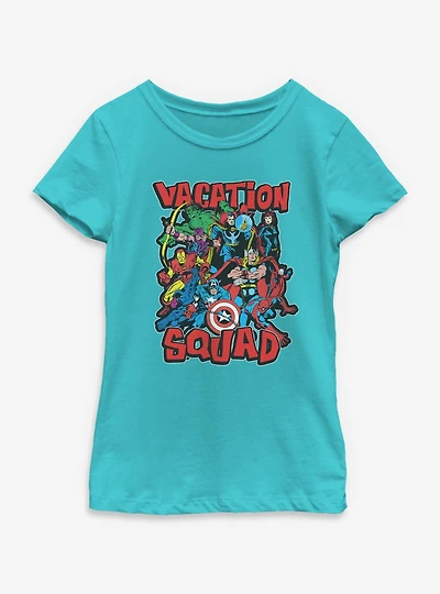 Marvel Avengers Vacation Squad Fighting Stance Youth Girls T-Shirt