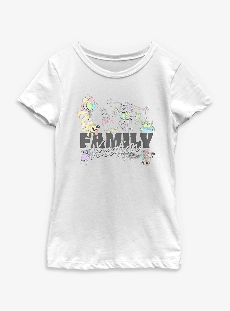 Disney Pixar Family Vacation Characters Youth Girls T-Shirt
