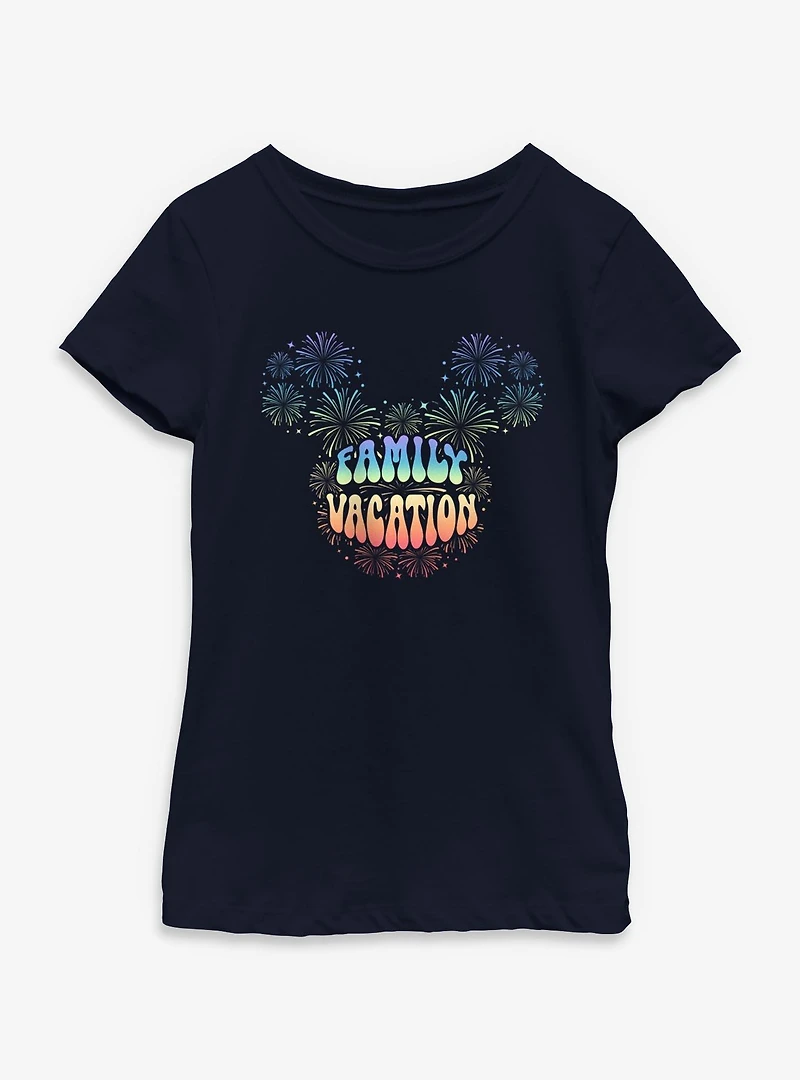 Disney Mickey Mouse Head Family Vaction Fireworks Youth Girls T-Shirt