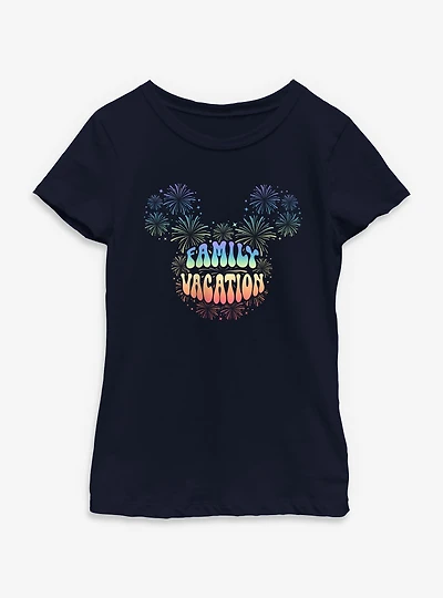 Disney Mickey Mouse Head Family Vaction Fireworks Youth Girls T-Shirt