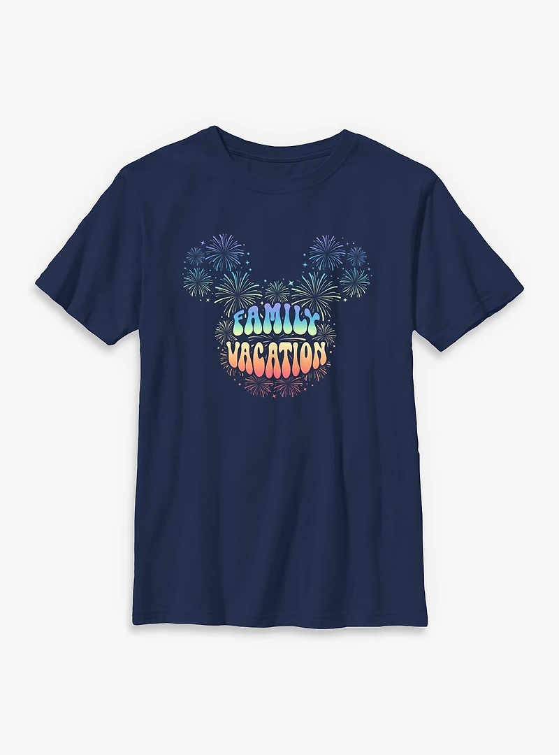Disney Mickey Mouse Head Family Vaction Fireworks Youth T-Shirt