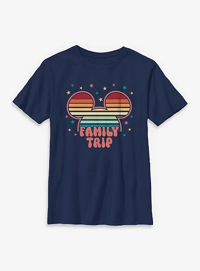Disney Mickey Mouse Head Colorful Stars Family Trip Youth T-Shirt