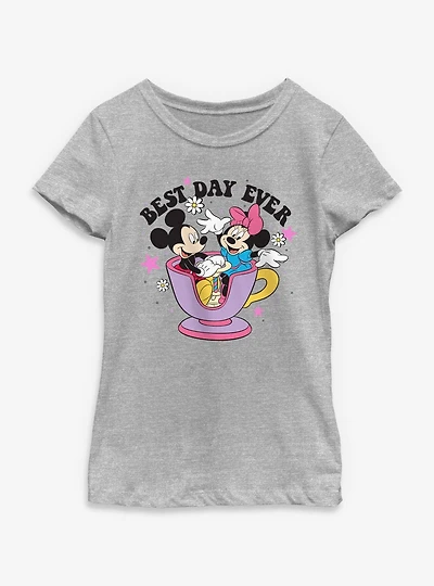 Disney Mickey Mouse & Minnie Best Day Ever Youth Girls T-Shirt