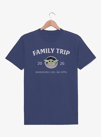 Star Wars The Mandalorian Family Trip 2026 Wherever I Go He Goes Grogu T-Shirt