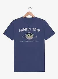 Star Wars The Mandalorian Family Trip 2026 Wherever I Go He Goes Grogu T-Shirt