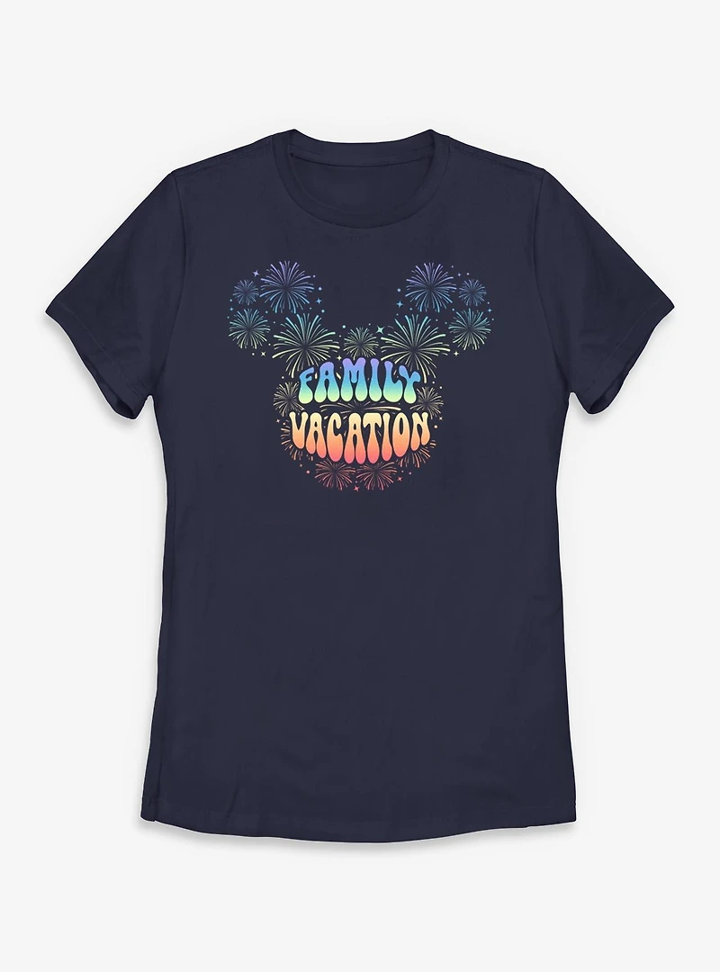 Disney Mickey Mouse Head Family Vaction Fireworks Womens T-Shirt